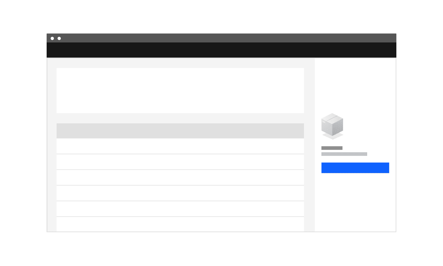 Empty state in a side panel