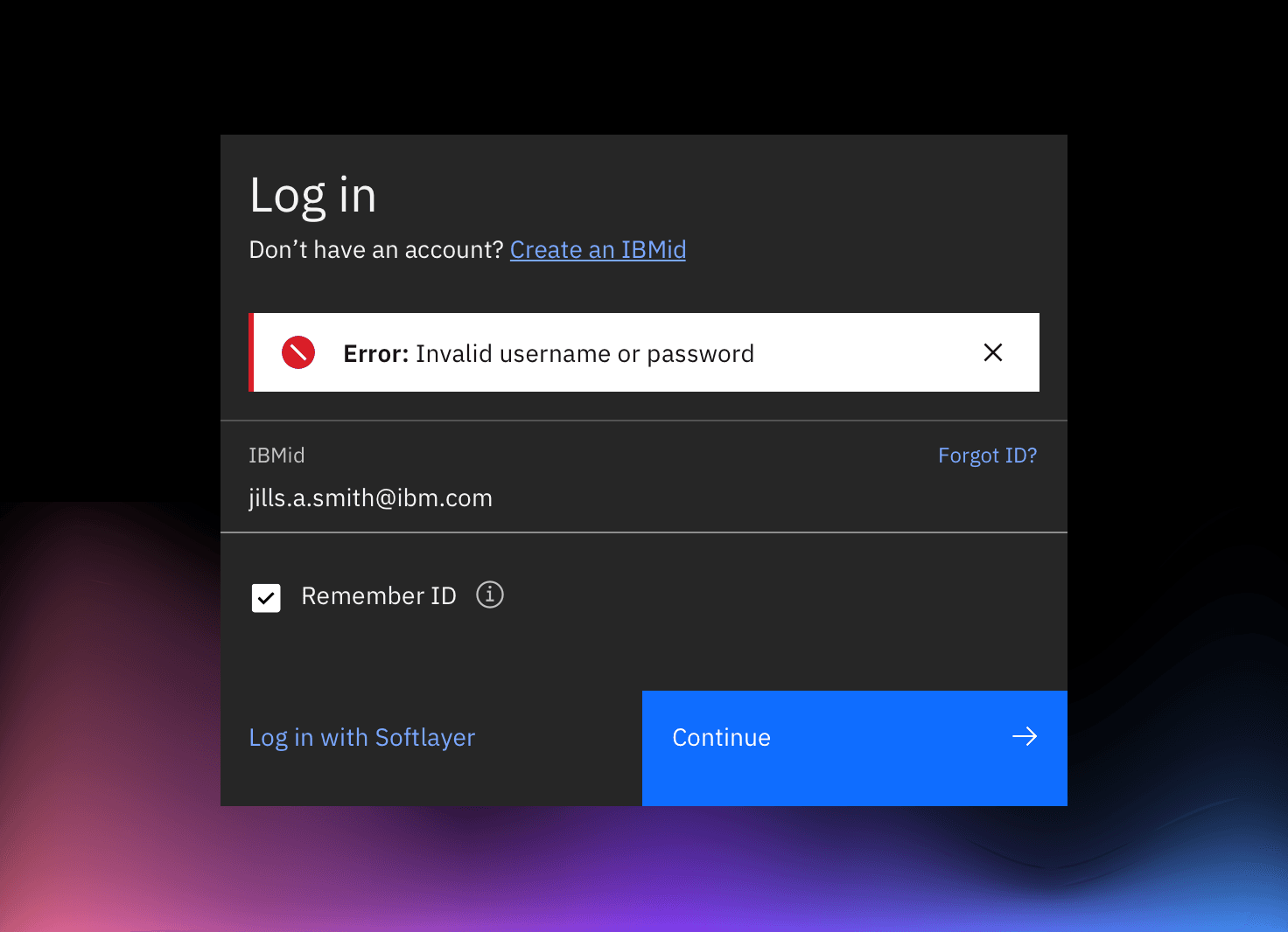 Example of a server-side notification on a login flow