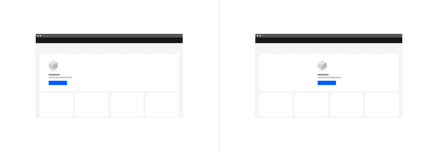 Layout options for empty states in large tiles—wide margin or centered block