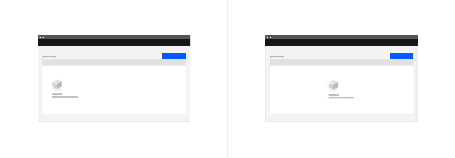 Layout options for empty states in tables—wide margin or centered block