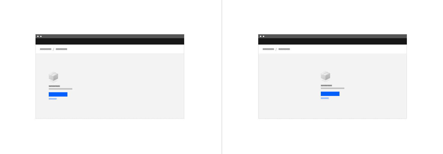 Layout options for full page empty states—wide margin and centered block