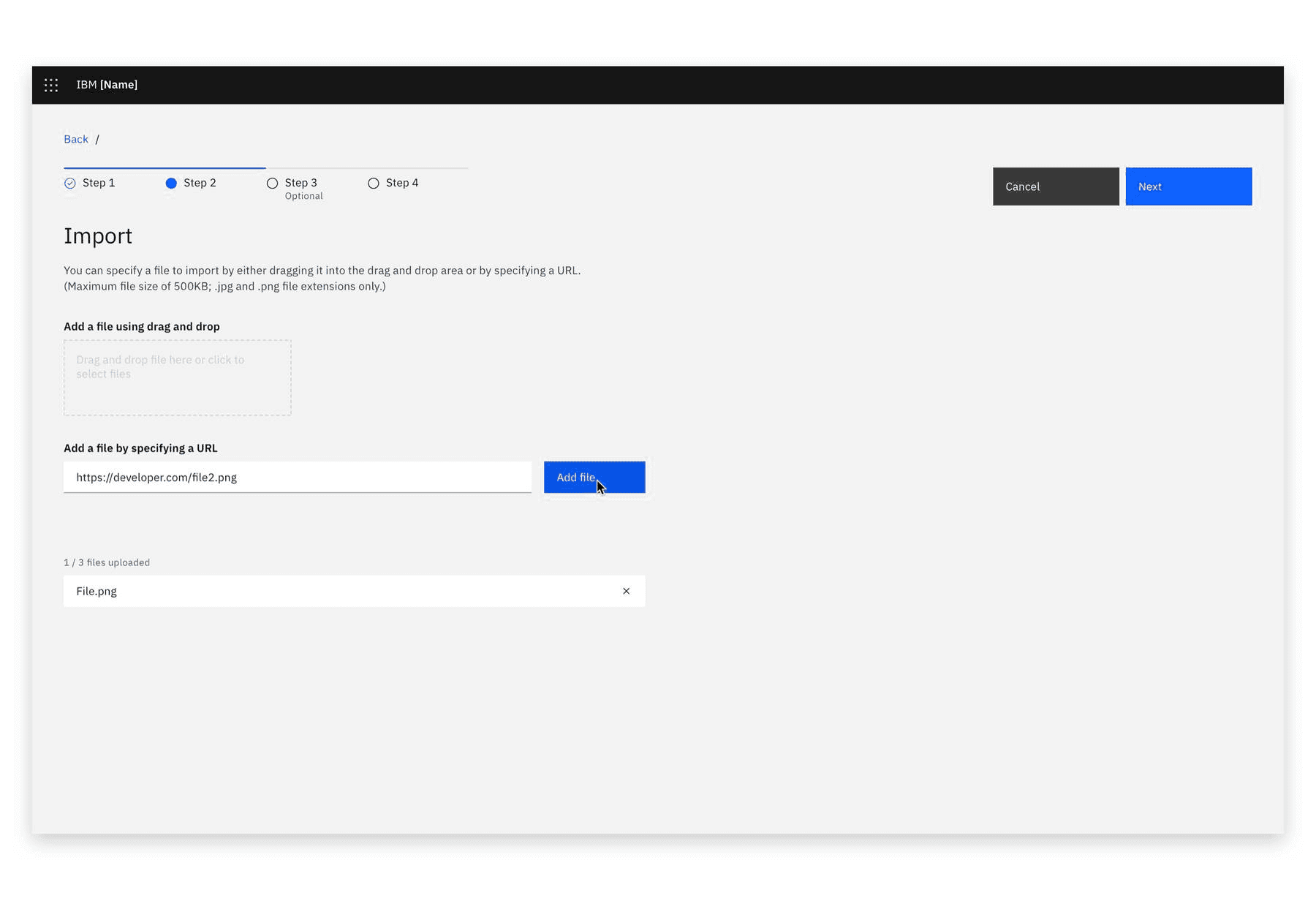 Example of importing with a URL