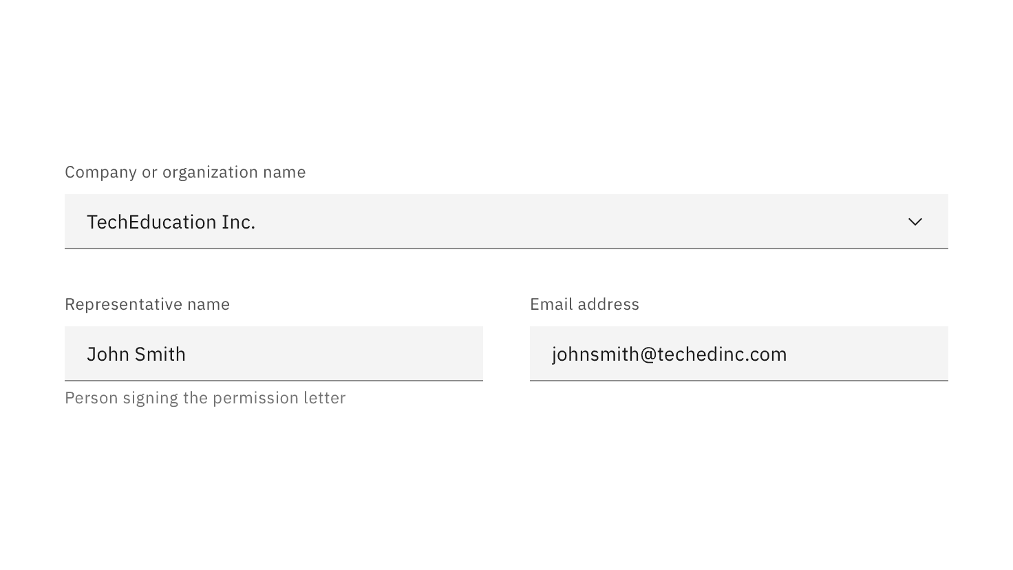 Example of input field alignment