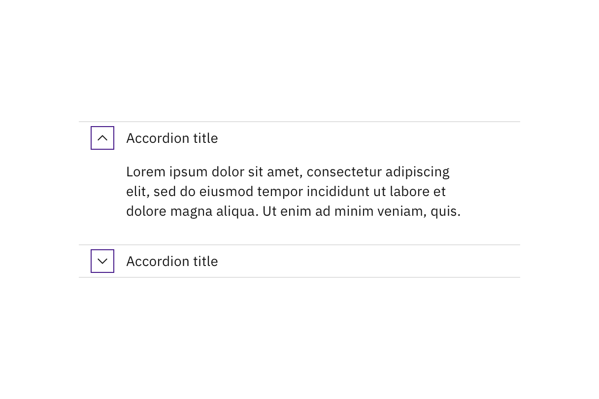 Expanded and collapsed accordions