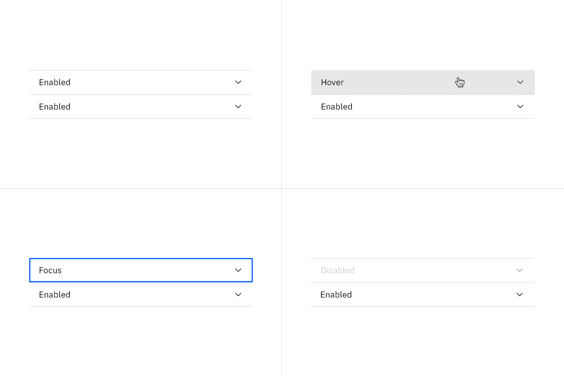 Default accordion alignment interactive states