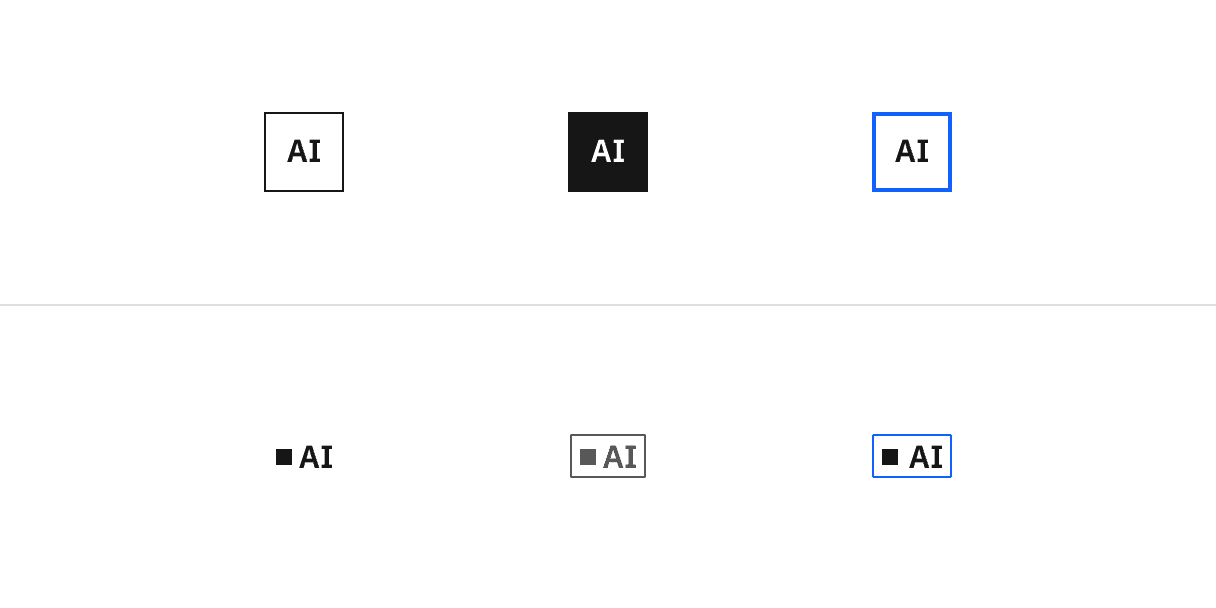 AI labels shown in their three states