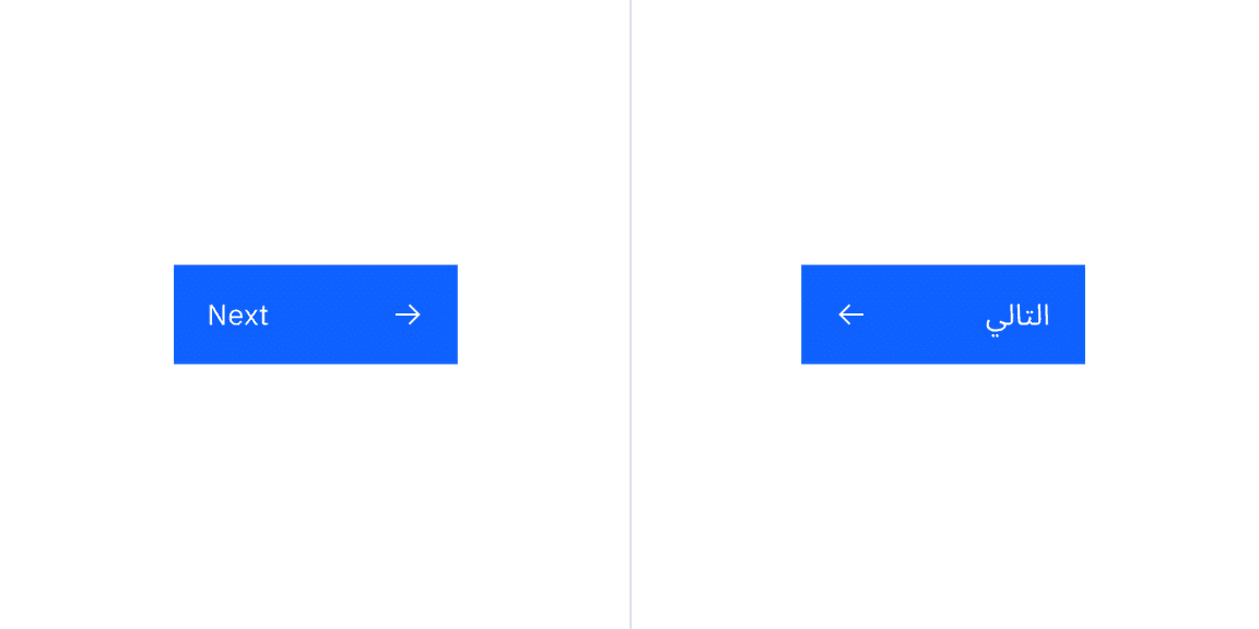 Primary button without and with RTL.