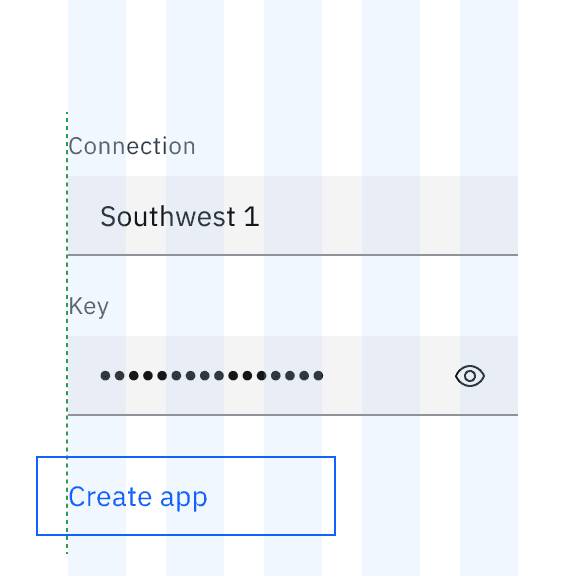 Example of a fixed width button's hanging alignment.
