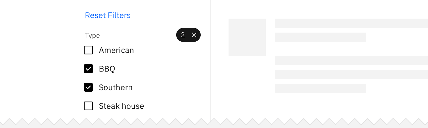 Example of reset in a filter
