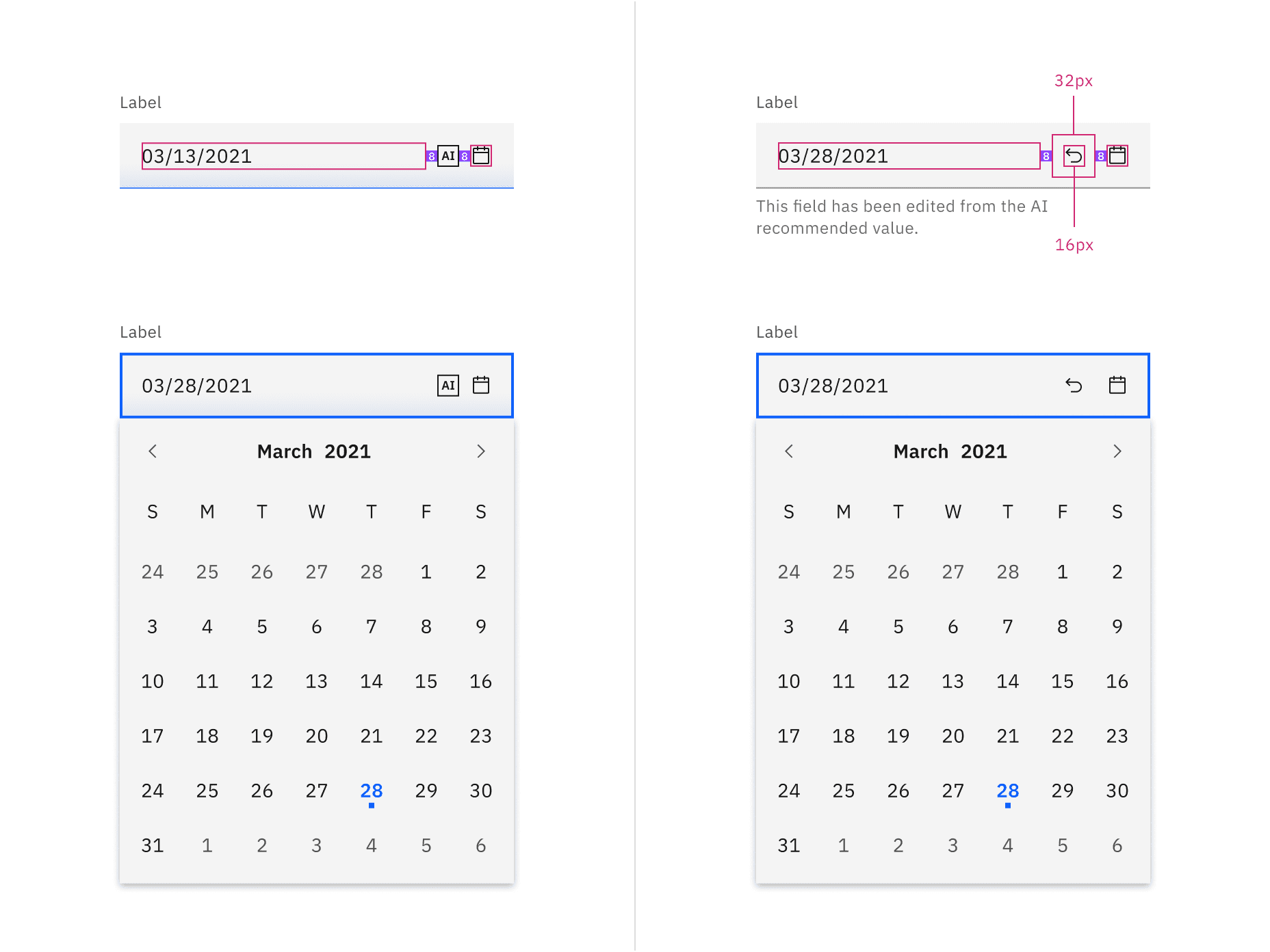 Structure and spacing default date picker with AI