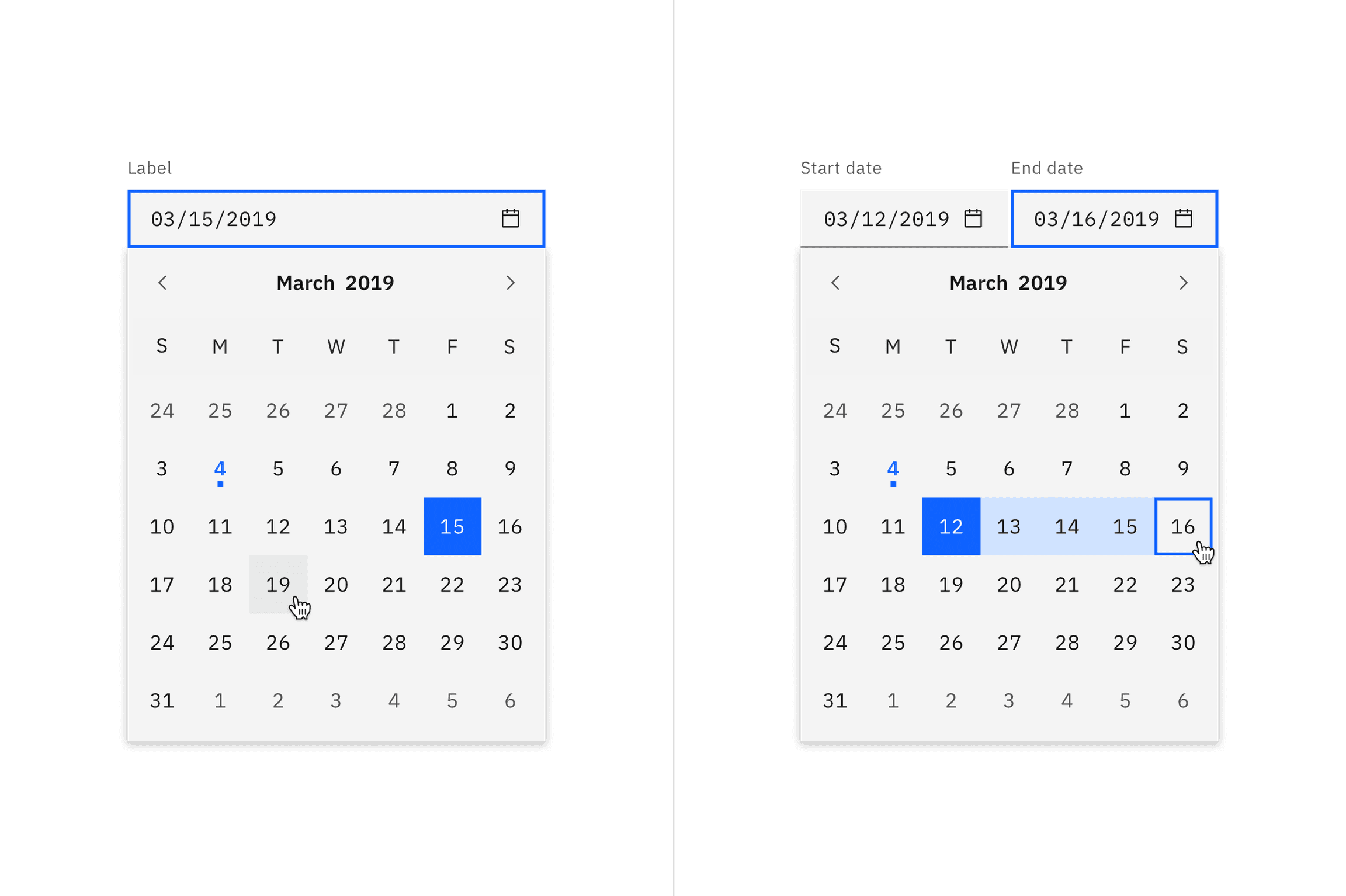Date picker calendar examples