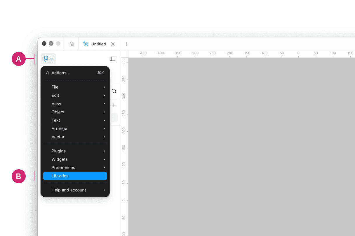 Within a Figma file, open the main menu and select Libraries