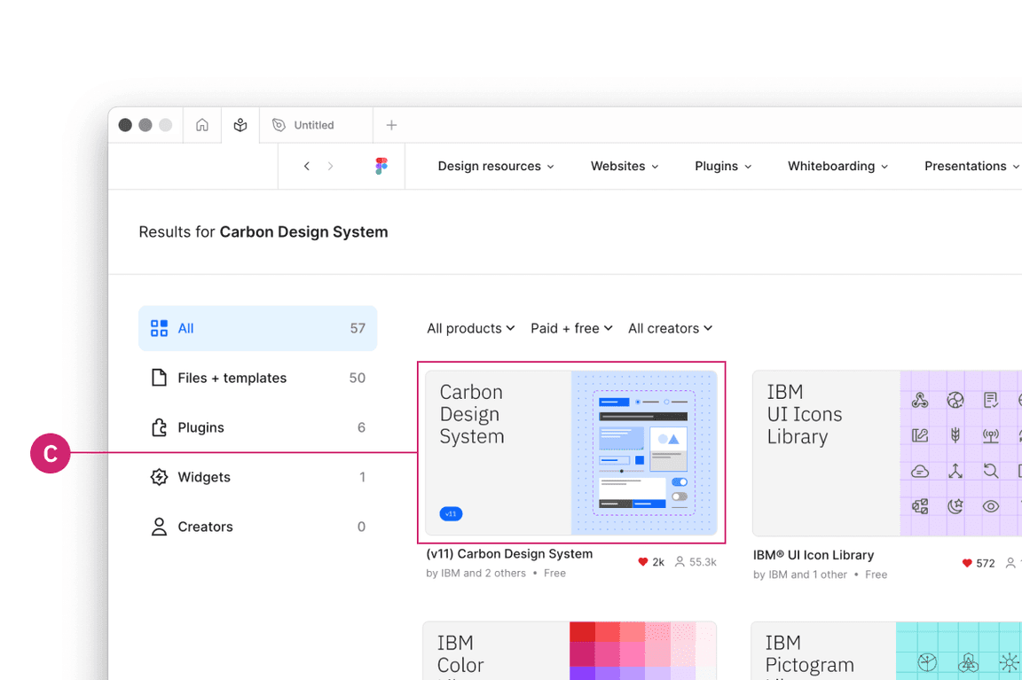 Select the Carbon Design System library