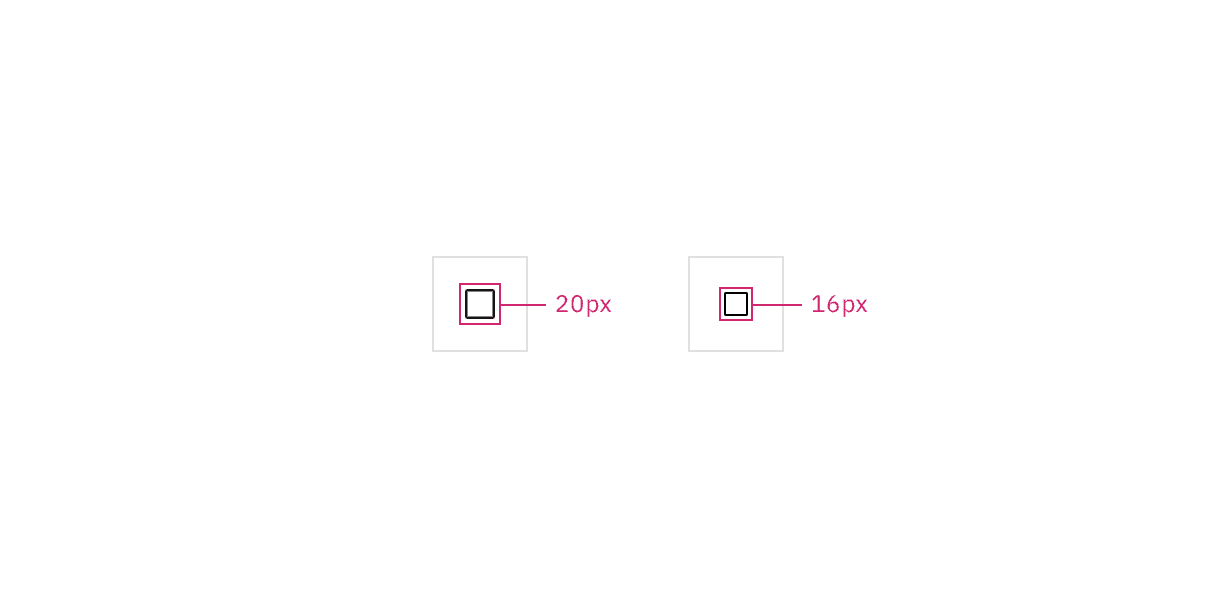 Example of trigger button icon sizes.