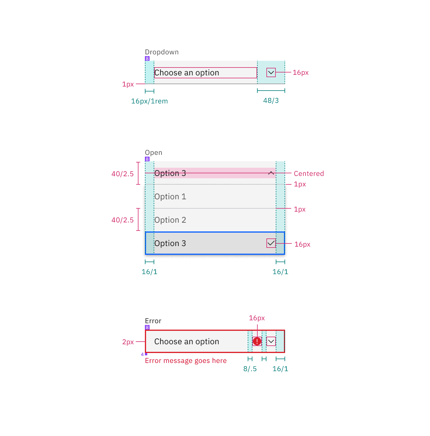 Structure and spacing for a default dropdown