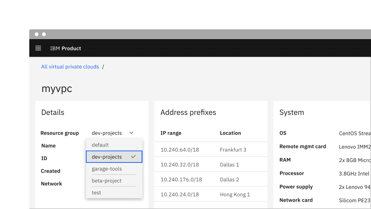Inline dropdown in a dashboard.