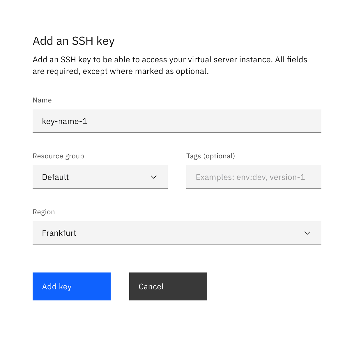 Example of a short user sign-up form using the optional pattern