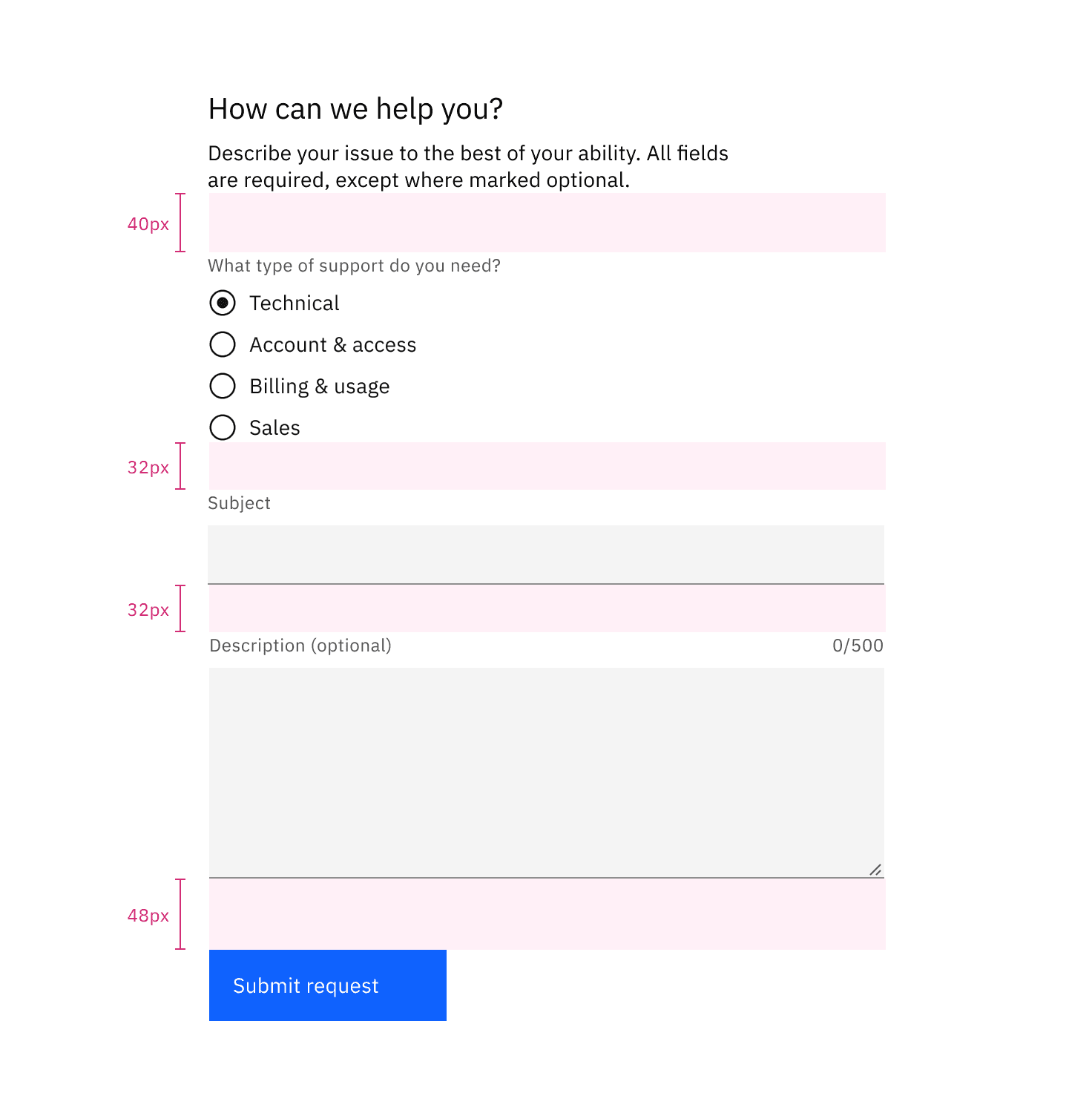 Example of form spacing
