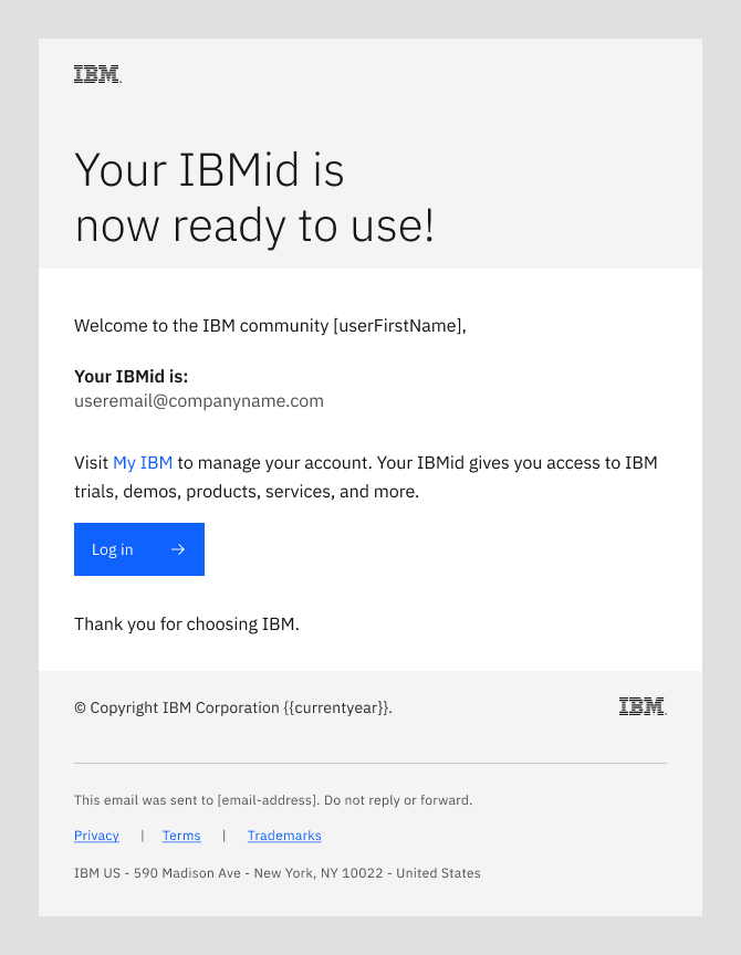 IBMid successfully created