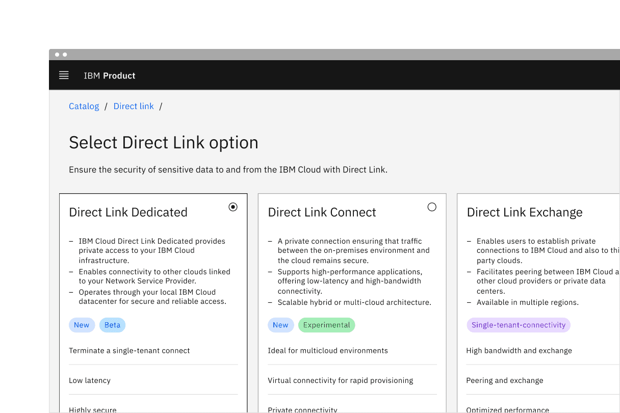 Example of the unordered list variant in a UI
