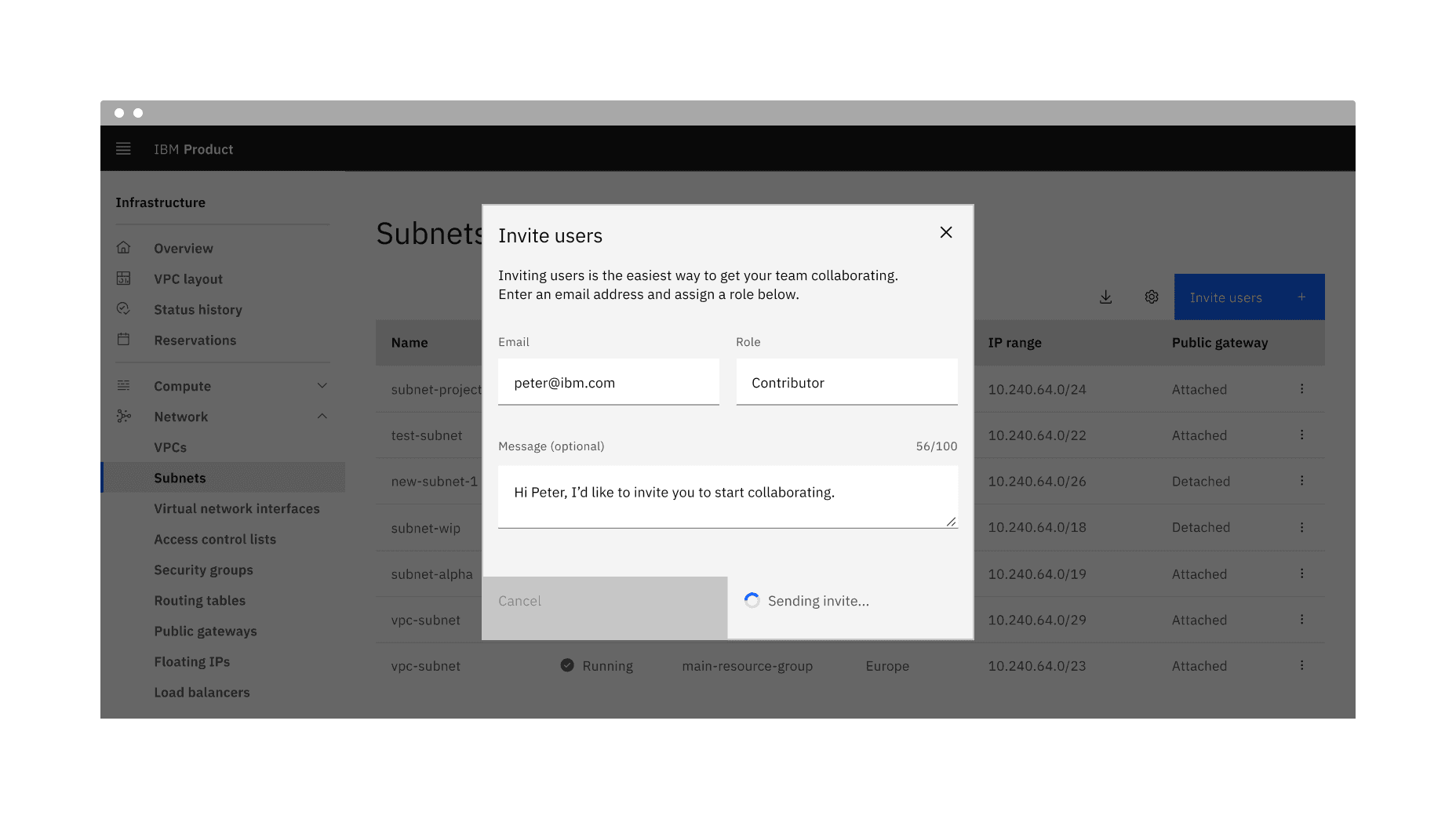 Example of the small loading indicator placement for inline loading