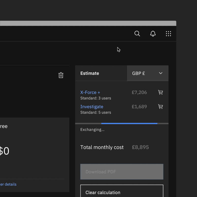 Example of indeterminate progress bar in a product