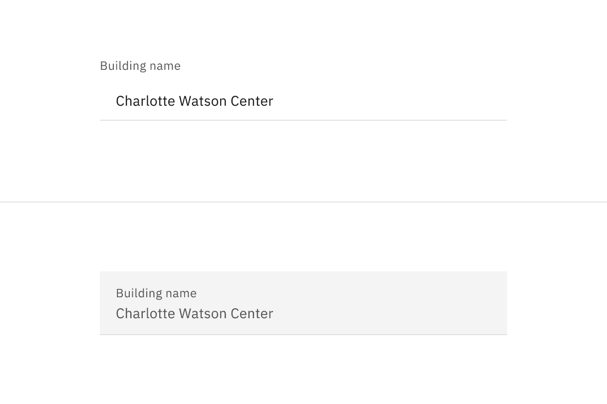 Read-only state for default and fluid component text field backgrounds.