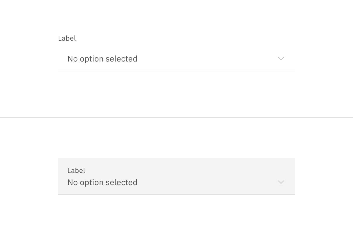 Read-only content for a dropdown with no selection.