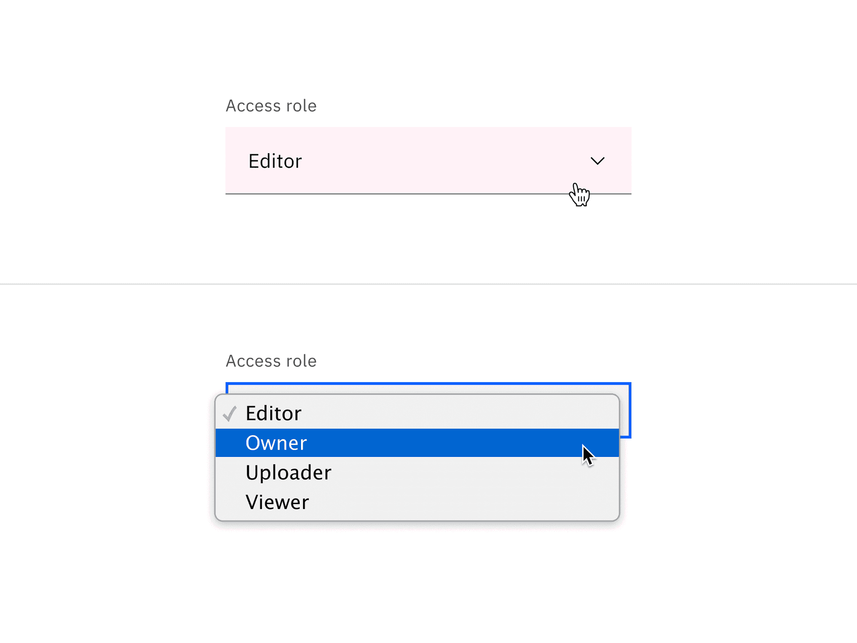 Select mouse interaction default