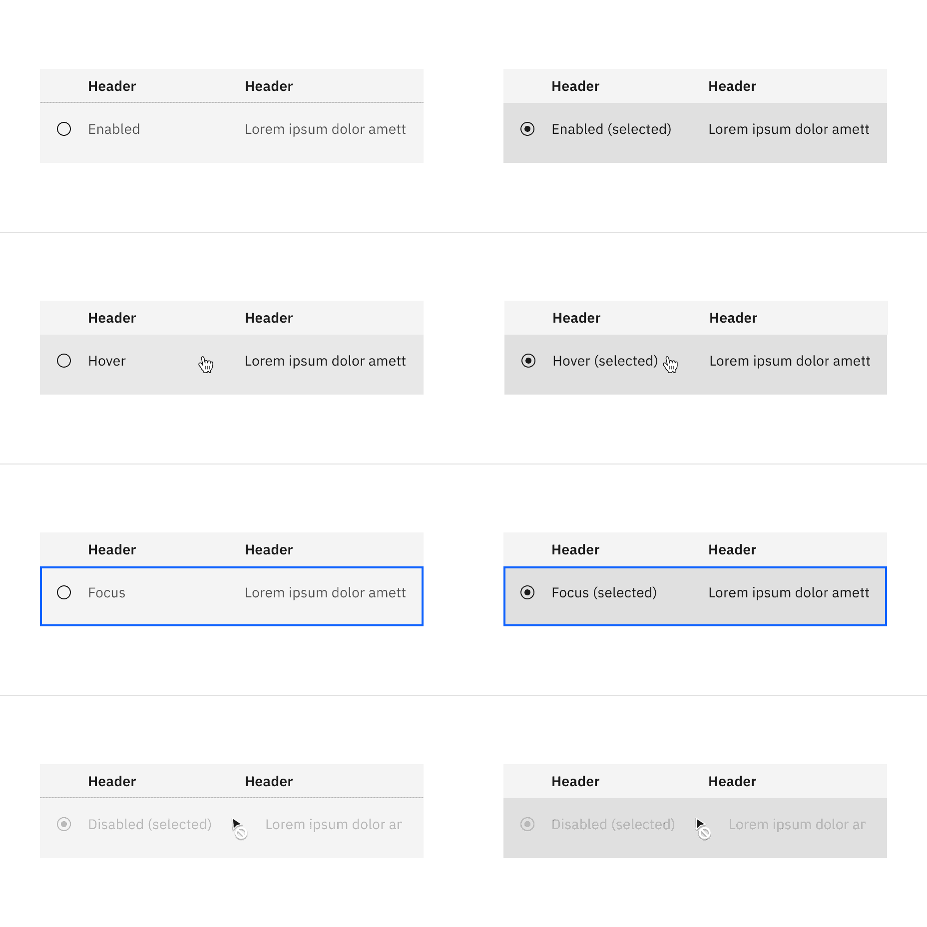 Selectable structured list interactive states with the feature flag enabled