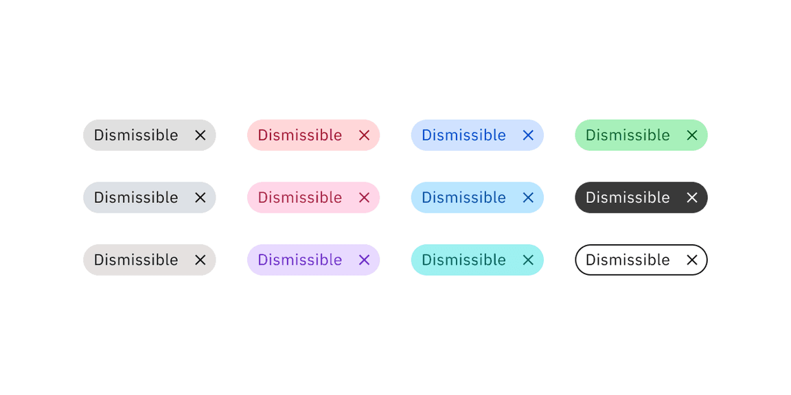 Dismissible tag colors