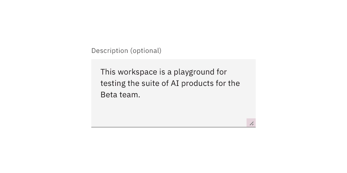 Example showing the resize handle in text area