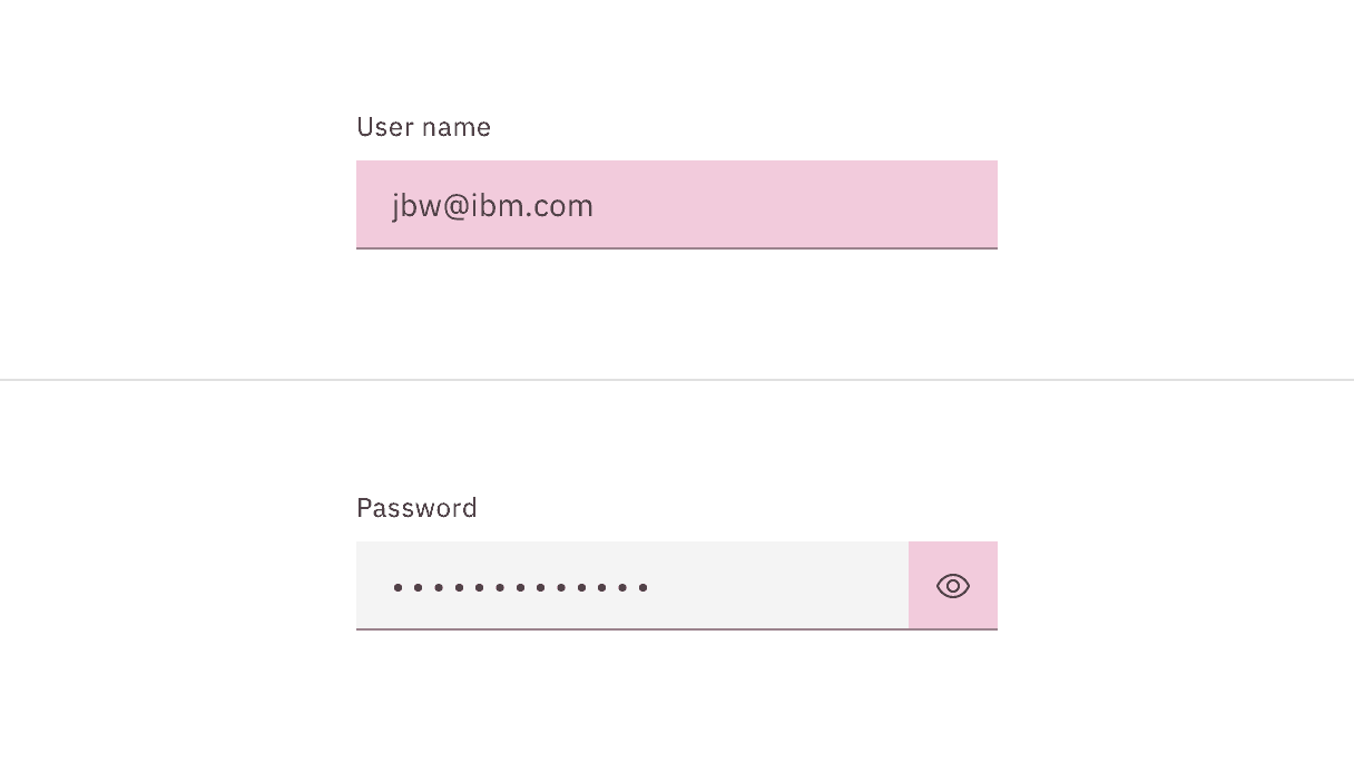 Example showing click target areas for text input in the default style
