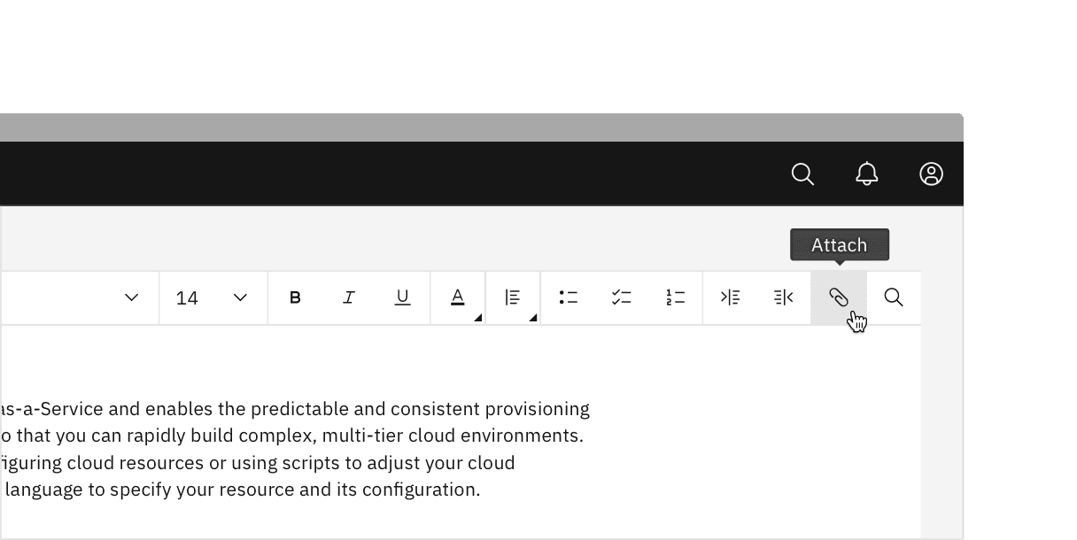 Hover on "Attachment" button.