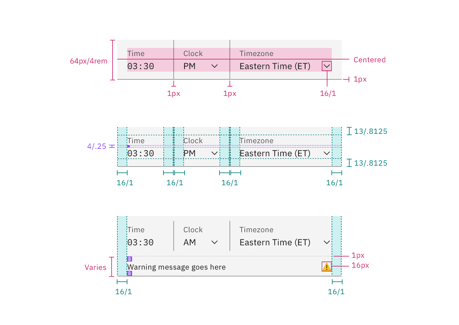 Structure for a time picker