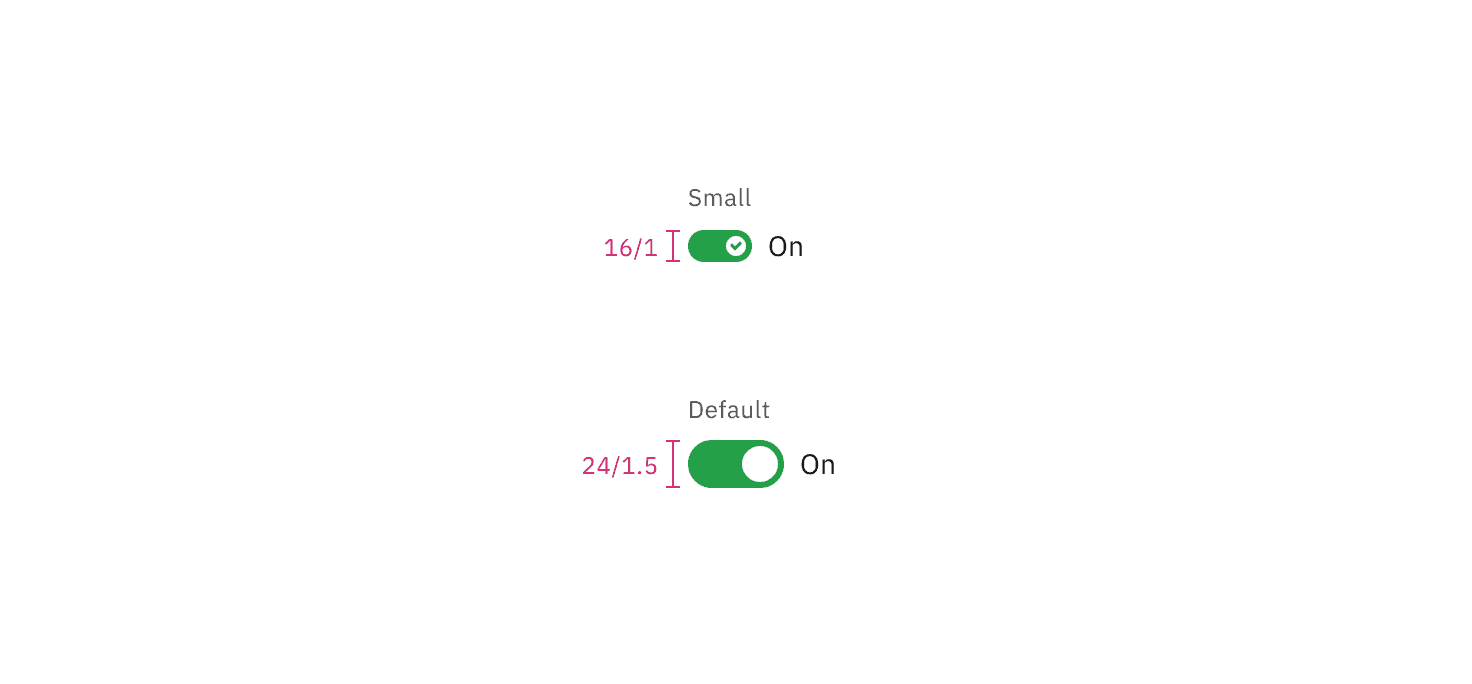 Toggle sizes between default and small