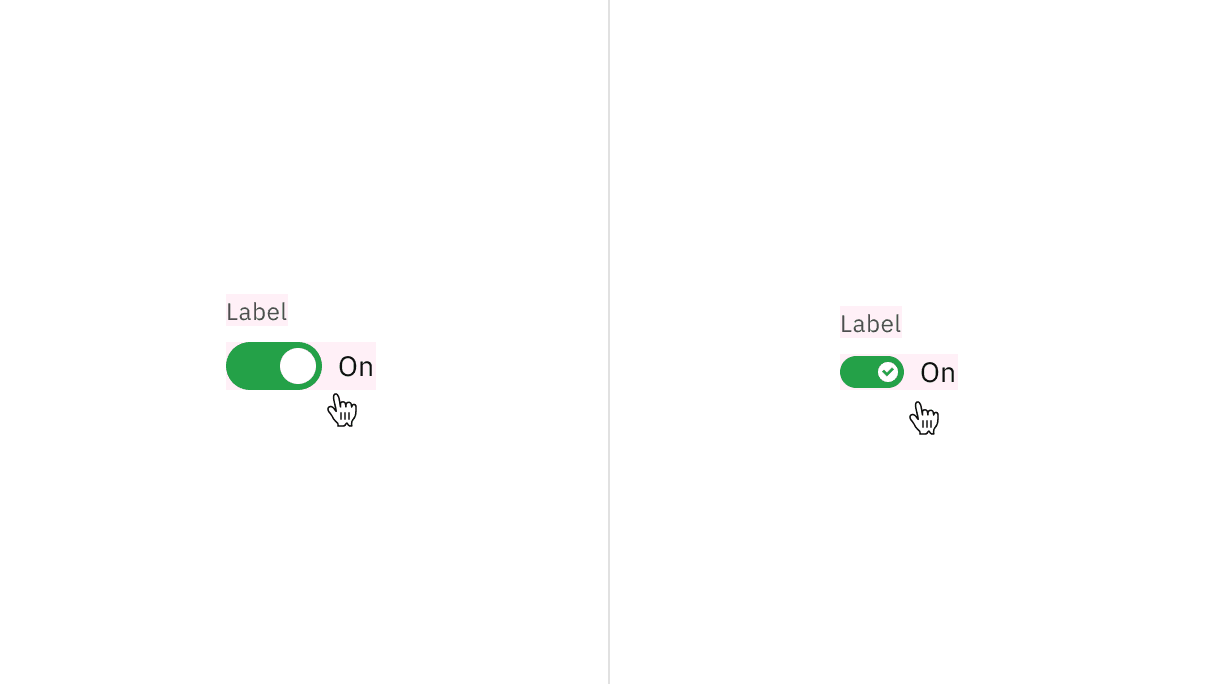 Clickable areas of default and small toggle