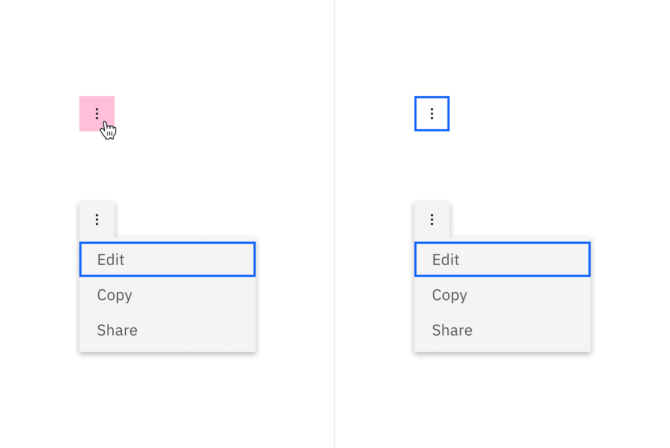 Overflow menu alignment example