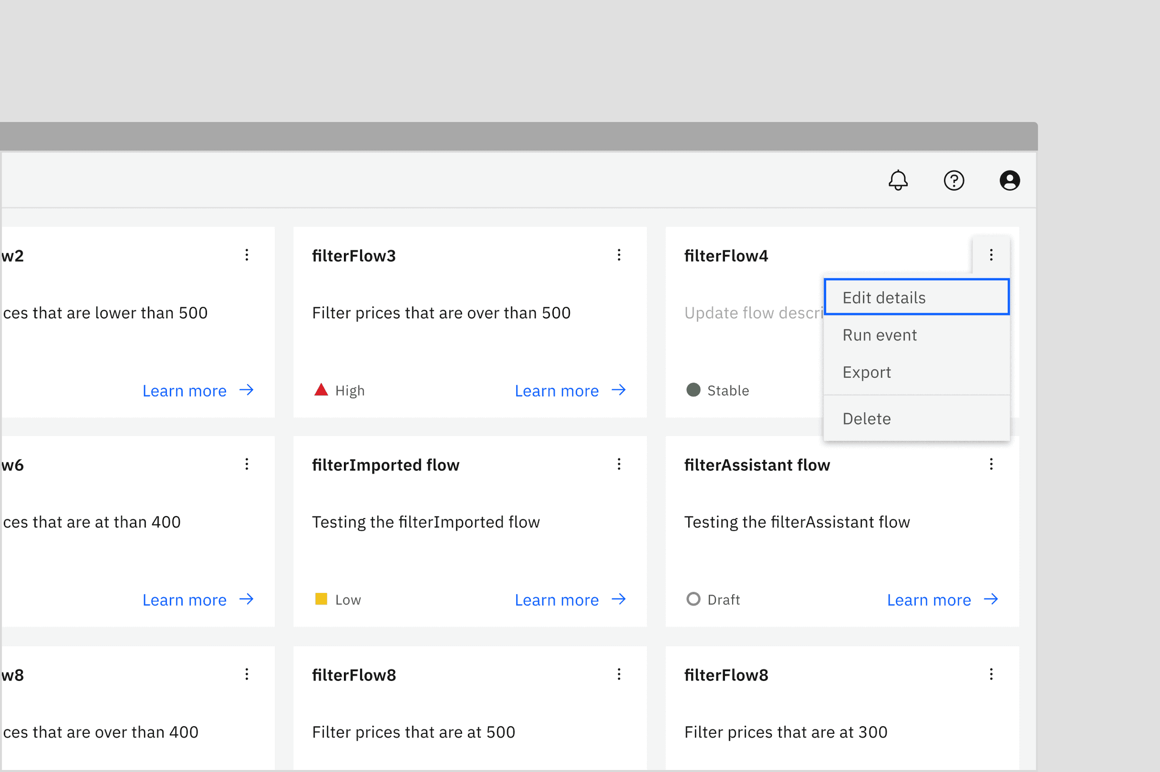 Overflow menu alignment example